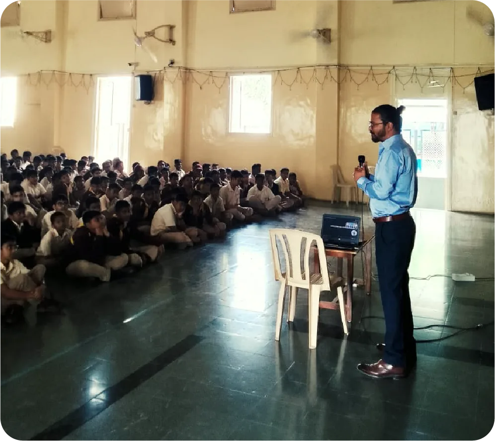 School outreach session with students